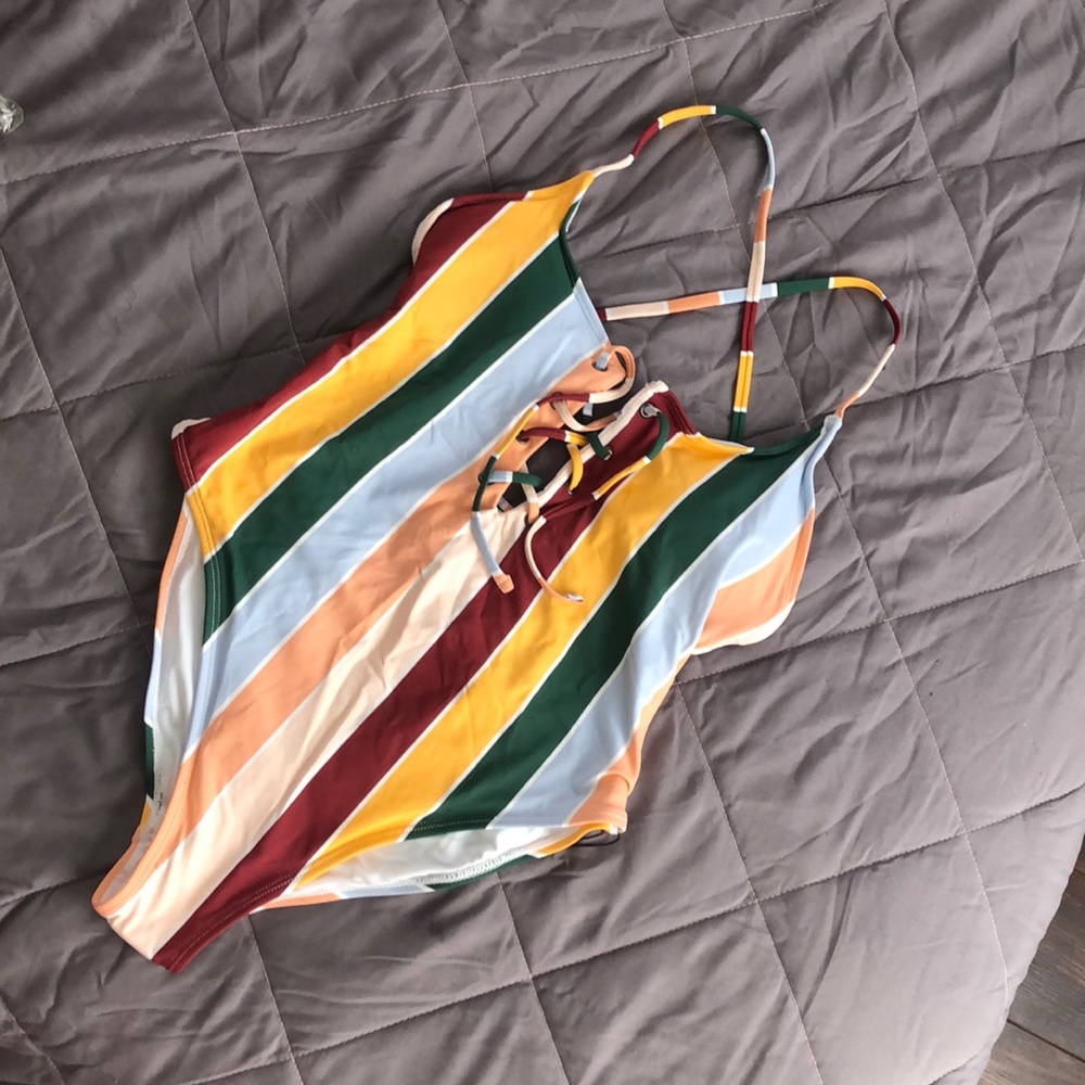 Striped one piece swimsuit